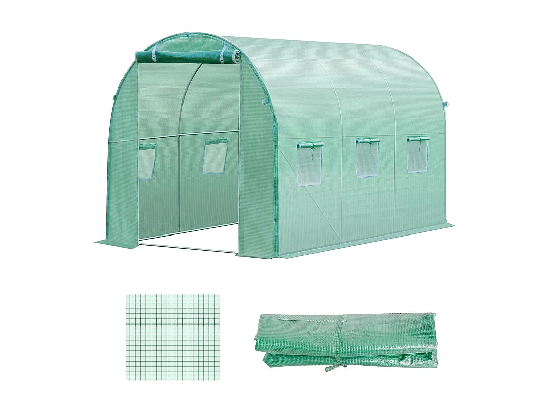 Film de polyéthylène pour tunnel de jardin, 6 fenêtres, vert (300x200x200 cm)