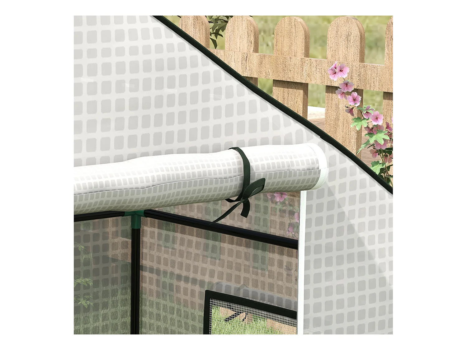 Vervangende kashoes, versterkt PE met UV-bescherming, roldeur, zijraam, wit (140x73x190cm)