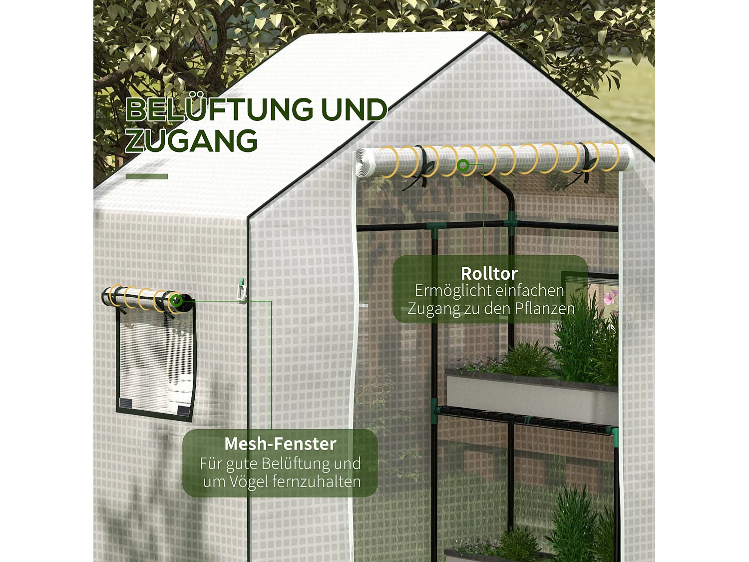 Housse de remplacement pour serre, PE renforcé avec protection UV, porte à enroulement, fenêtre latérale, blanche (140x73x190cm)