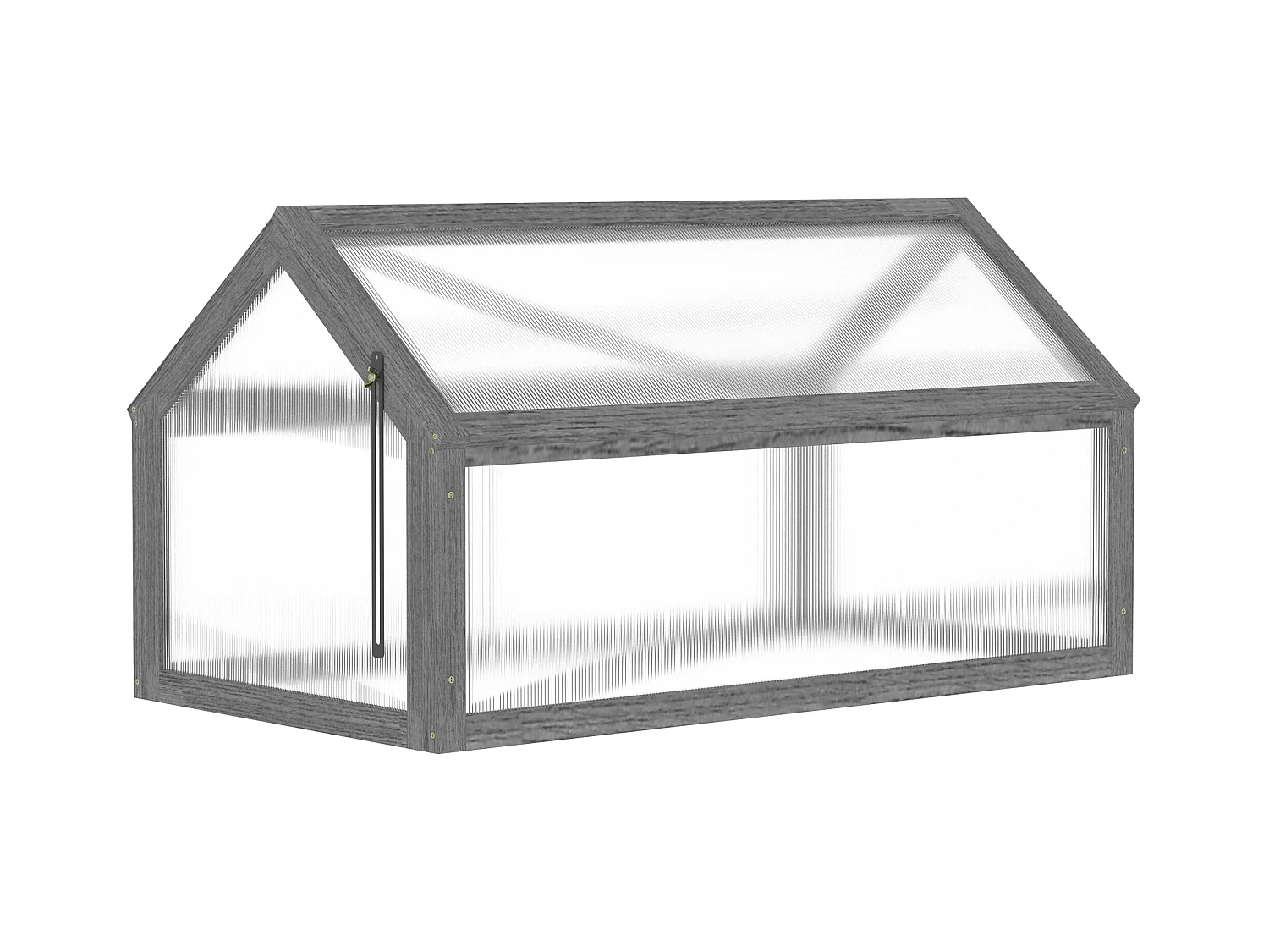 Mini serre en bois avec couverture réglable, plastique transparent, gris (90x52x49.5cm)