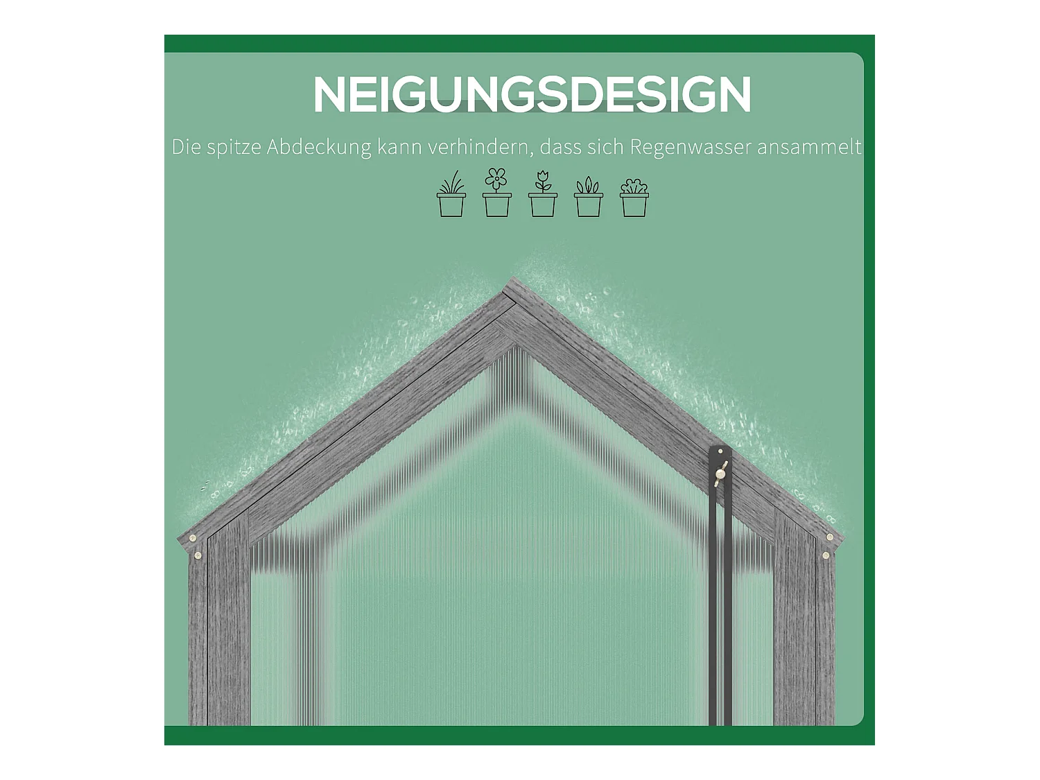 Mini serre en bois avec couverture réglable, plastique transparent, gris (90x52x49.5cm)