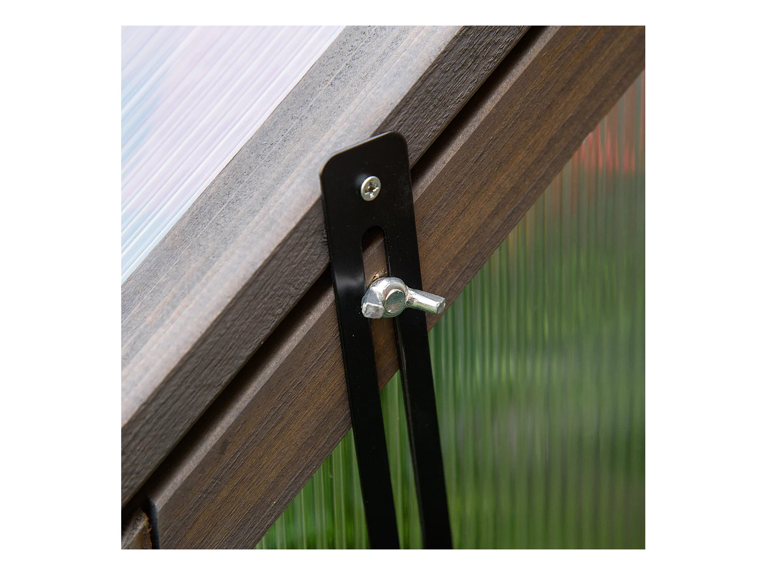 Mini serre en bois avec couverture réglable, plastique transparent, gris (90x52x49.5cm)