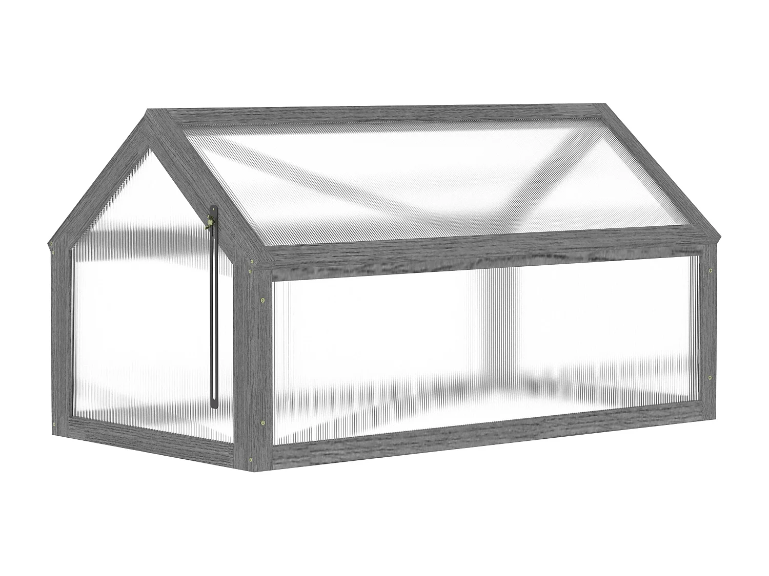 Mini serre en bois avec couverture réglable, plastique transparent, gris (90x52x49.5cm)