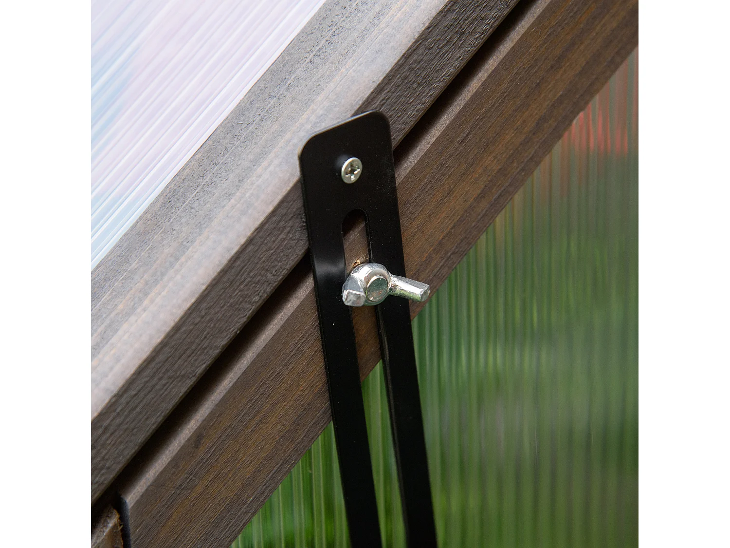 Mini serre en bois avec couverture réglable, plastique transparent, gris (90x52x49.5cm)