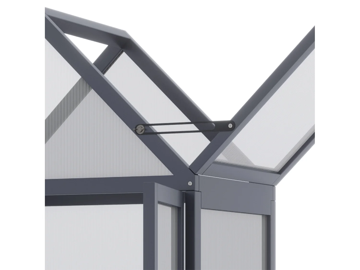 Mini serre à 3 niveaux avec toit ouvrant, cadre bois naturel, gris (70.5x42x132cm)