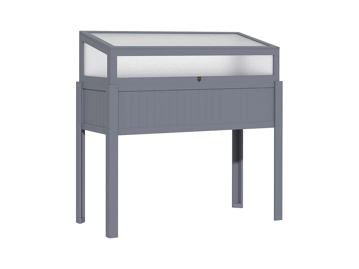 Fioriera rialzata con serra integrata, legno trattato, policarbonato grigio (120x54x122cm)