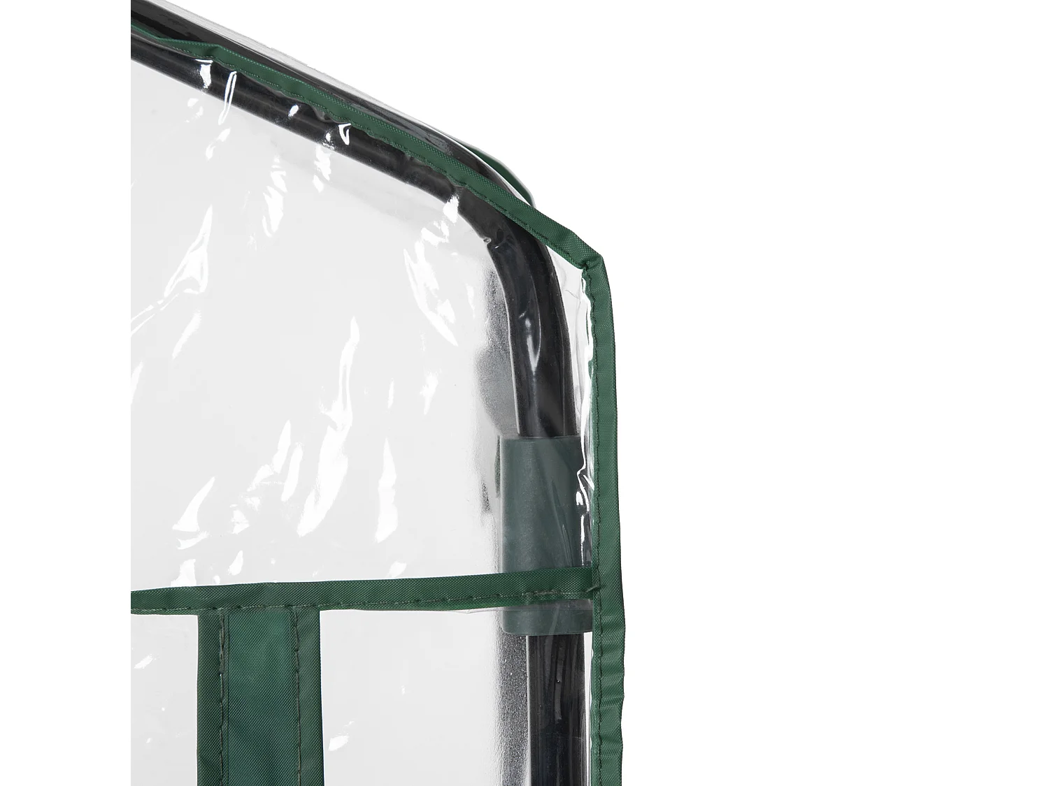 Minikas met planken, duurzame PVC-folie, stalen frame, roldeur, transparant groen (70x50x160cm)