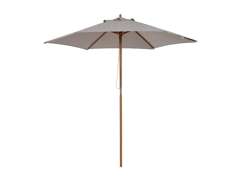 Parasol con LED, 3 posiciones, poliéster, bambú, gris, (250x250x230 cm)