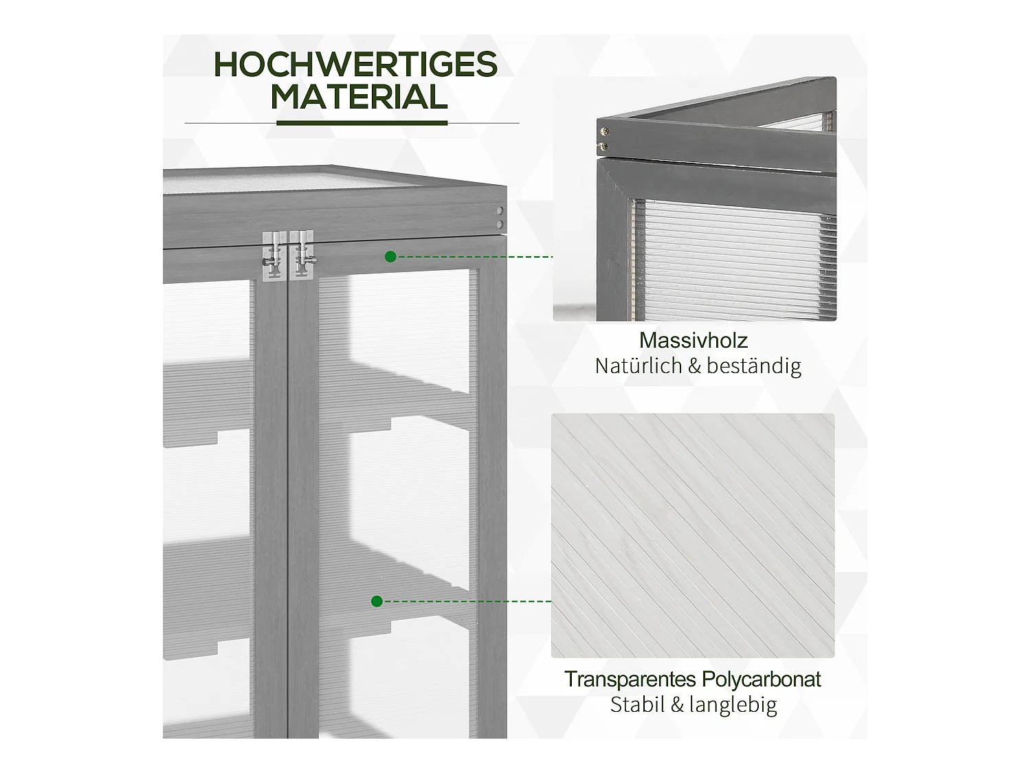 Serre de jardin avec 3 étagères, bois et polycarbonate, gris foncé (58x44x78 cm)