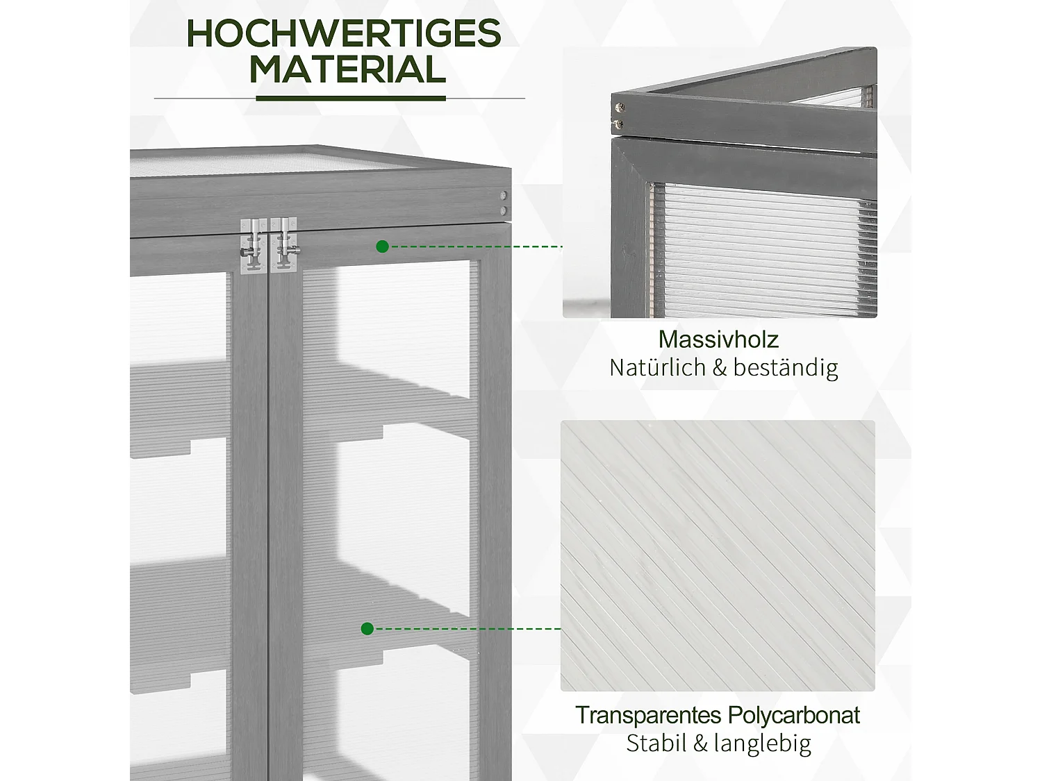 Serre de jardin avec 3 étagères, bois et polycarbonate, gris foncé (58x44x78 cm)