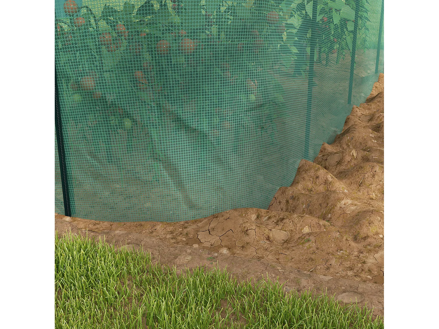 Plantenschuilplaats, insectengaas en ongediertebescherming, metaal, groen (300x100x150 cm)