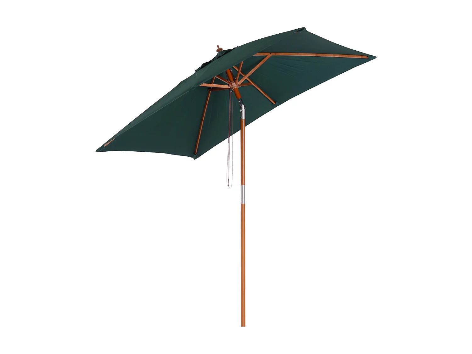 Houten kantelbare parasol, 3 standen, groen, 200x150 cm (L200xB150xH235 cm)