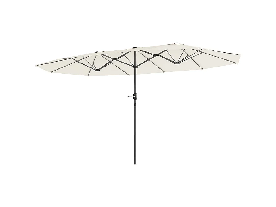 Dubbele parasol, met UV-bescherming, staal, beige, (436x260x240 cm)