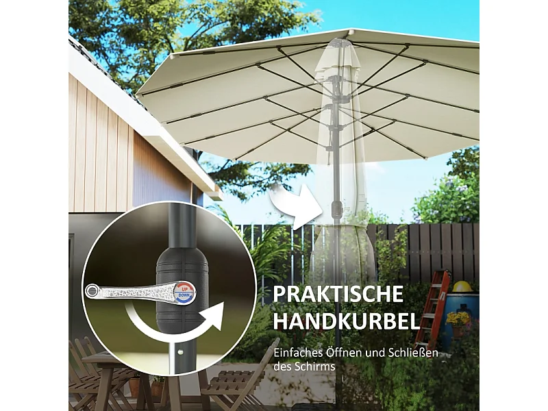 Parasol double, avec protection UV, acier, beige, (436x260x240 cm)