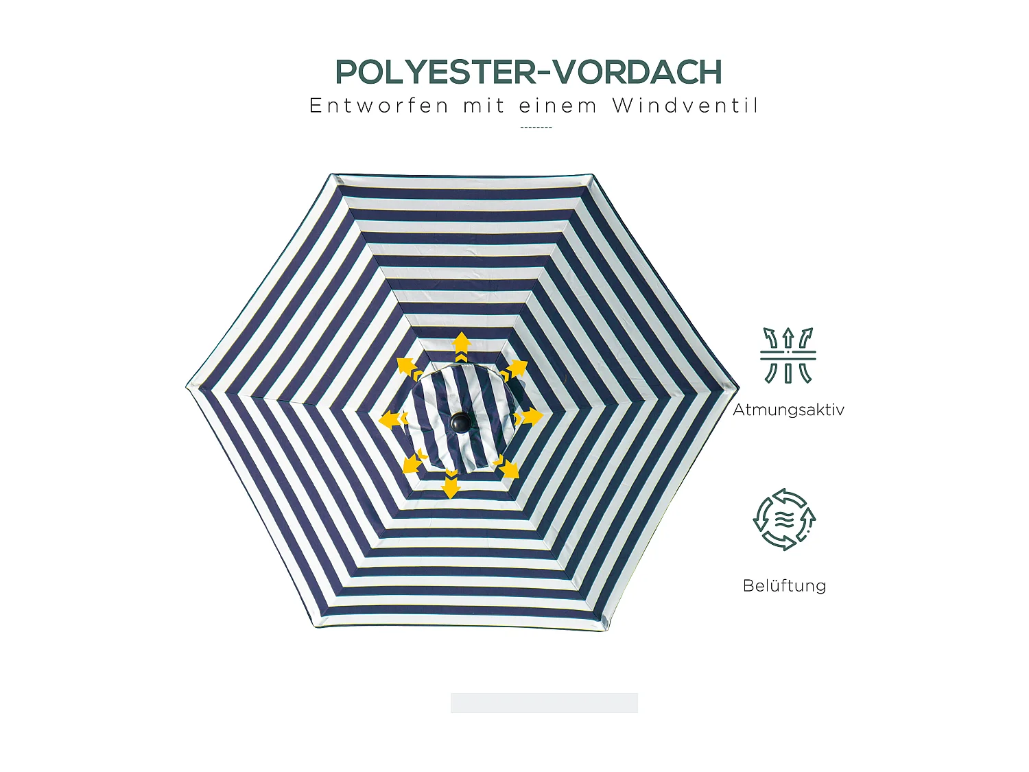 Tuinparasol met metalen frame, blauwe strepen, Ø230x216 cm, voor buitengebruik (230x230x216 cm)