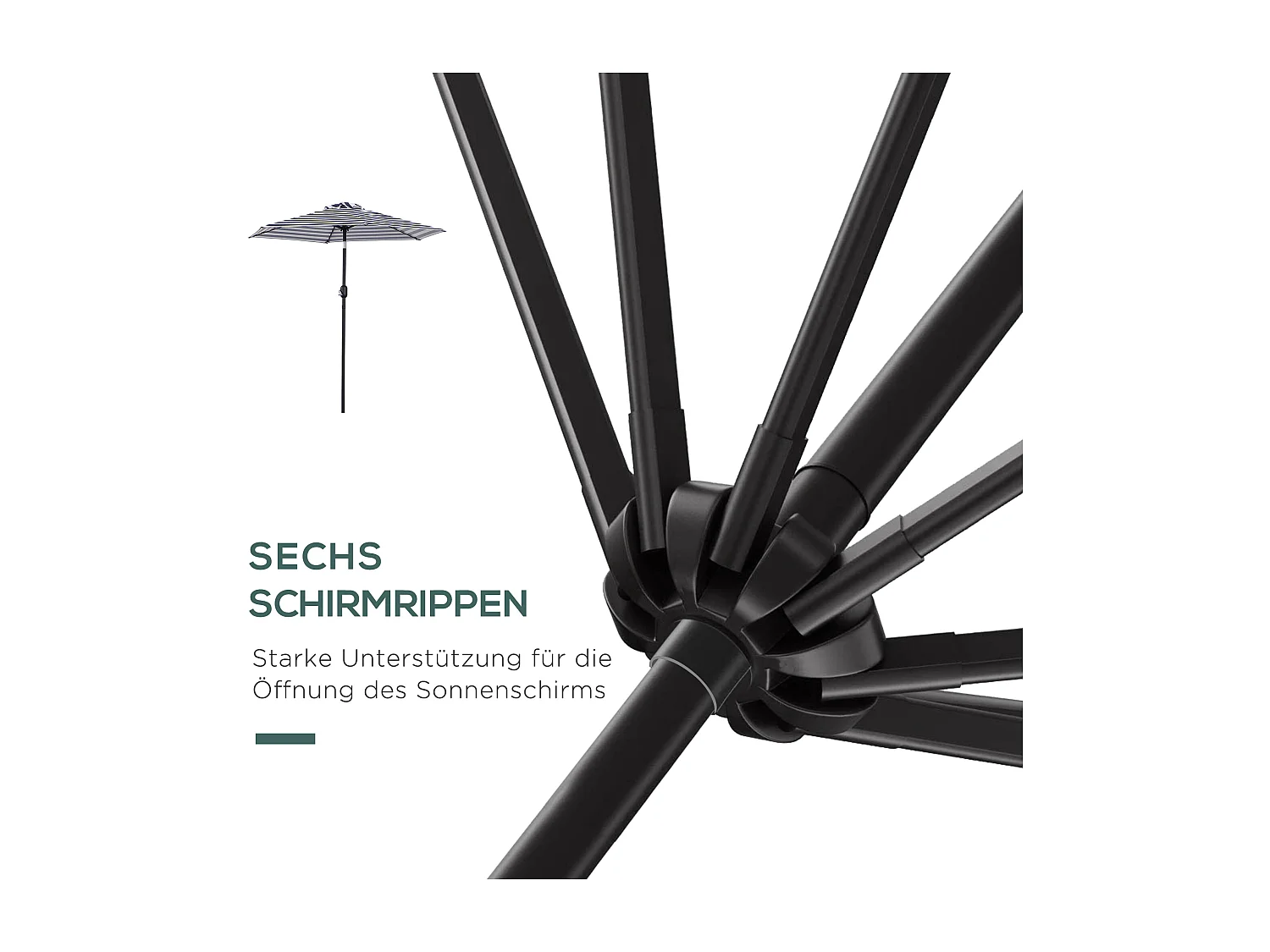 Tuinparasol met metalen frame, blauwe strepen, Ø230x216 cm, voor buitengebruik (230x230x216 cm)