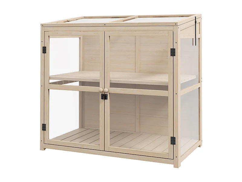 Serre de jardin en bois avec double porte et fenêtre de toit, 2 étages, naturelle (103x61x103 cm)