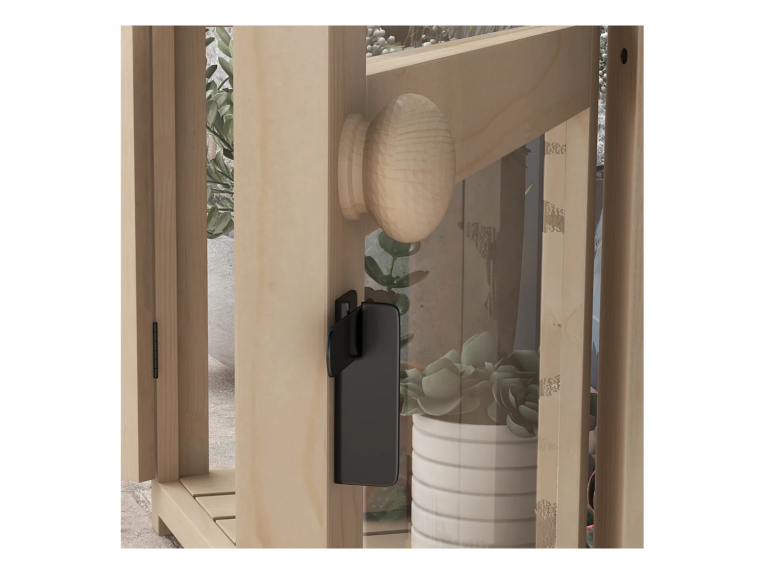 Serra da giardino in legno con doppia porta e lucernario, 2 piani, naturale (103x61x103 cm)