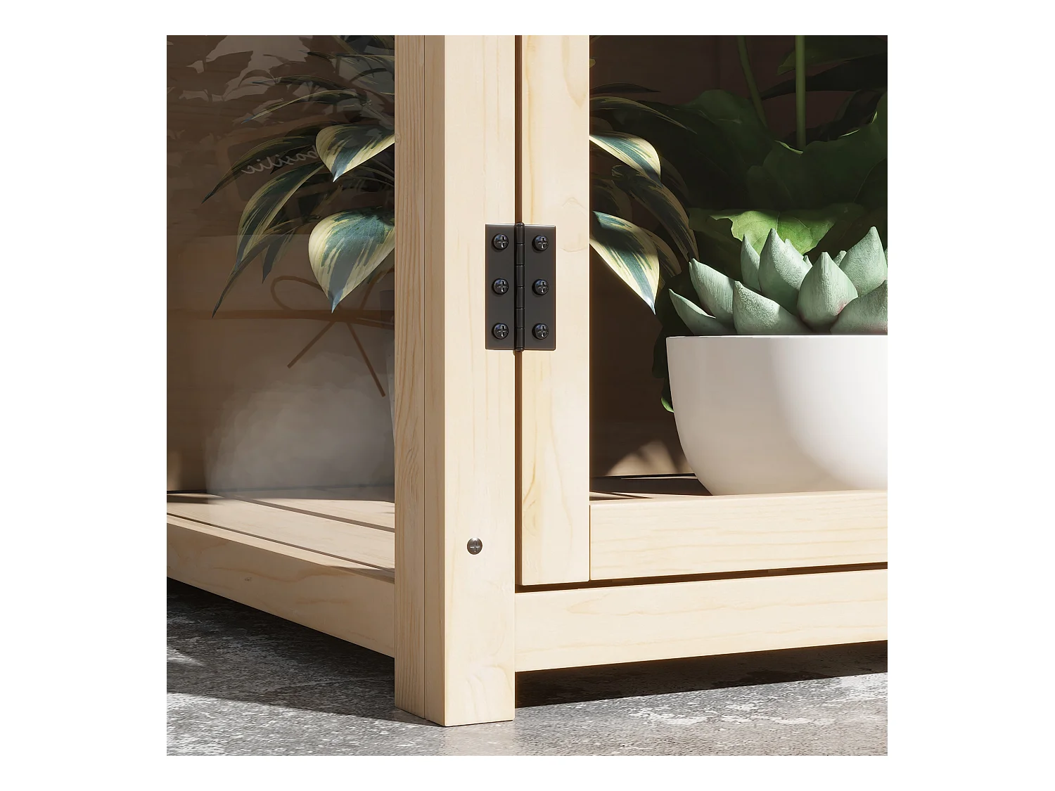 Serra da giardino in legno con doppia porta e lucernario, 2 piani, naturale (103x61x103 cm)