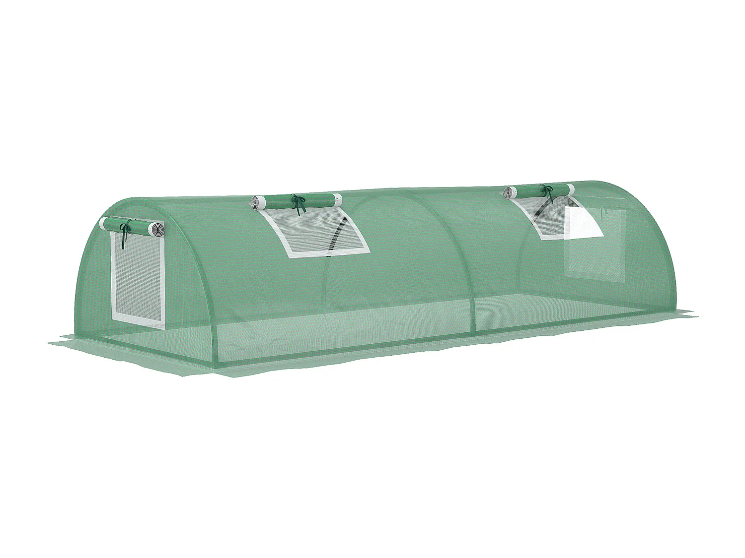 Mini tunnelkas, PE-afdekking met gaasvensters, UV-bestendig, groen (200x80x45 cm)