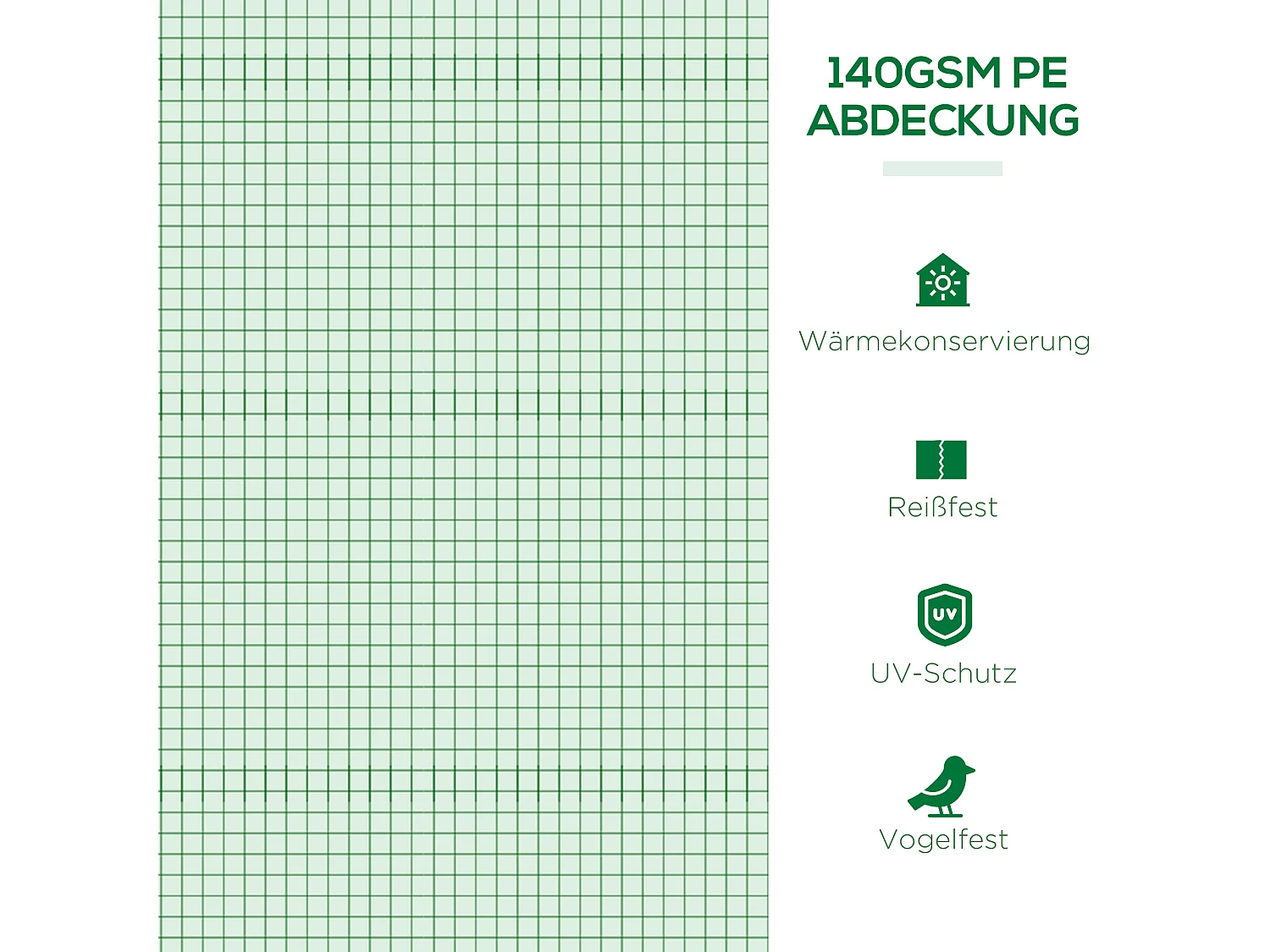 Mini tunnelkas, PE-afdekking met gaasvensters, UV-bestendig, groen (200x80x45 cm)