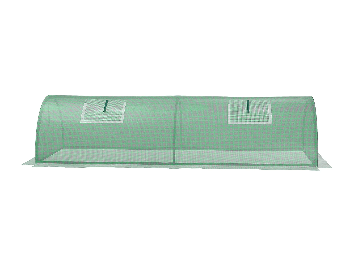 Mini tunnelkas, PE-afdekking met gaasvensters, UV-bestendig, groen (200x80x45 cm)