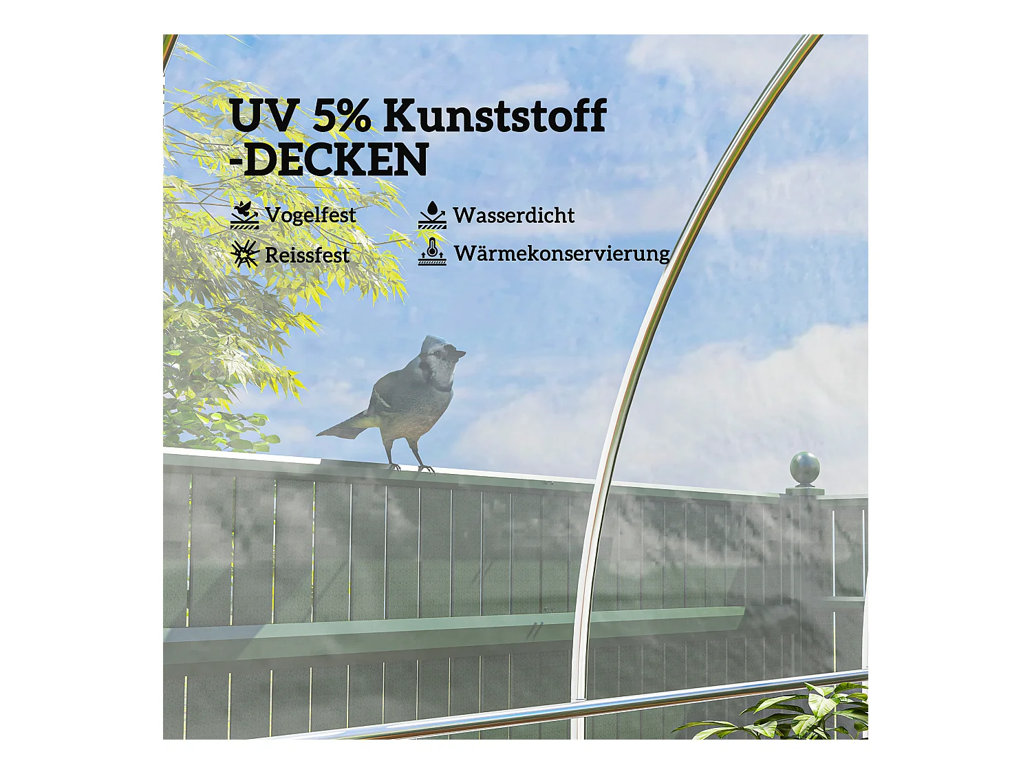 8x10m dikke, heldere kasfolie met UV-bescherming en waterbestendig voor kweektunnels van kunststof (1000x800x1cm)