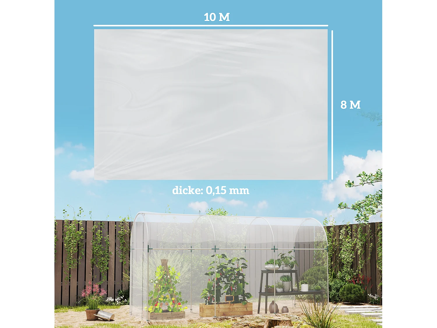 Film de serre transparent, épais, avec protection UV, résistant à l'eau, pour tunnel de culture, 8x10 m, plastique (1000x800x1 cm)