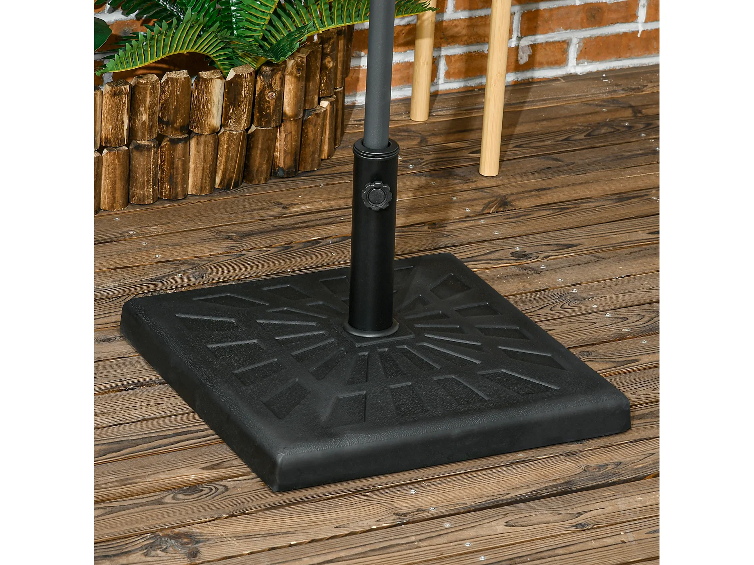 Stabiele parasolvoet van hars voor stangen Ø 32/38/48 mm zwart (51x51x32 cm)