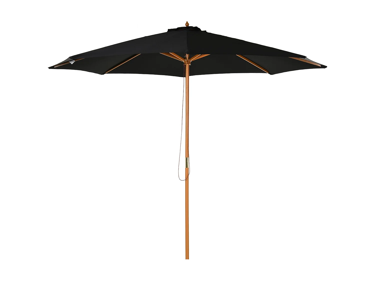 Sombrilla de madera, 300 cm, robusta y elegante, bambú, color negro, (300x300x250 cm)