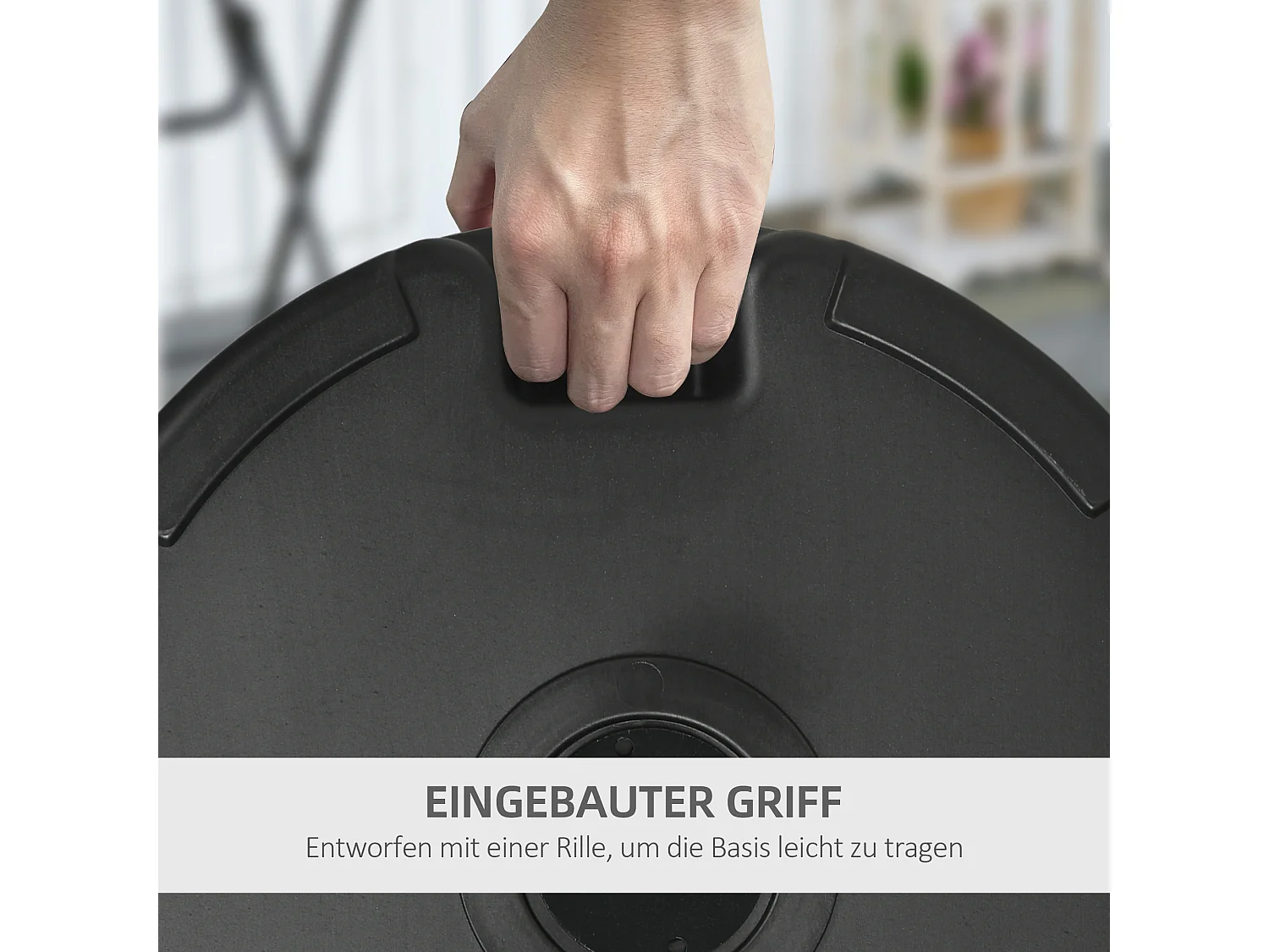 Parasolstandaard, stalen paal, vulbaar met water of zand, zwart (56x56x30,5 cm)