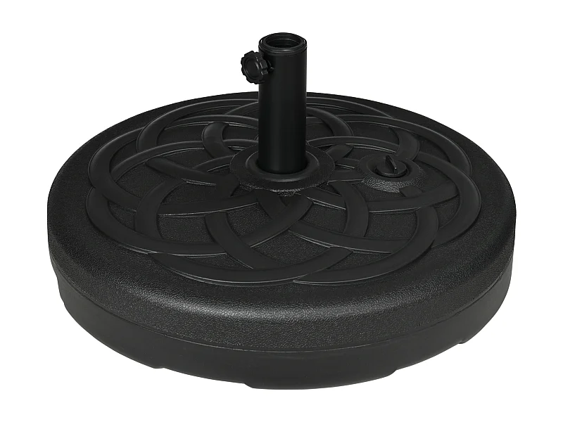 Parasolstandaard, stalen paal, vulbaar met water of zand, zwart (56x56x30,5 cm)