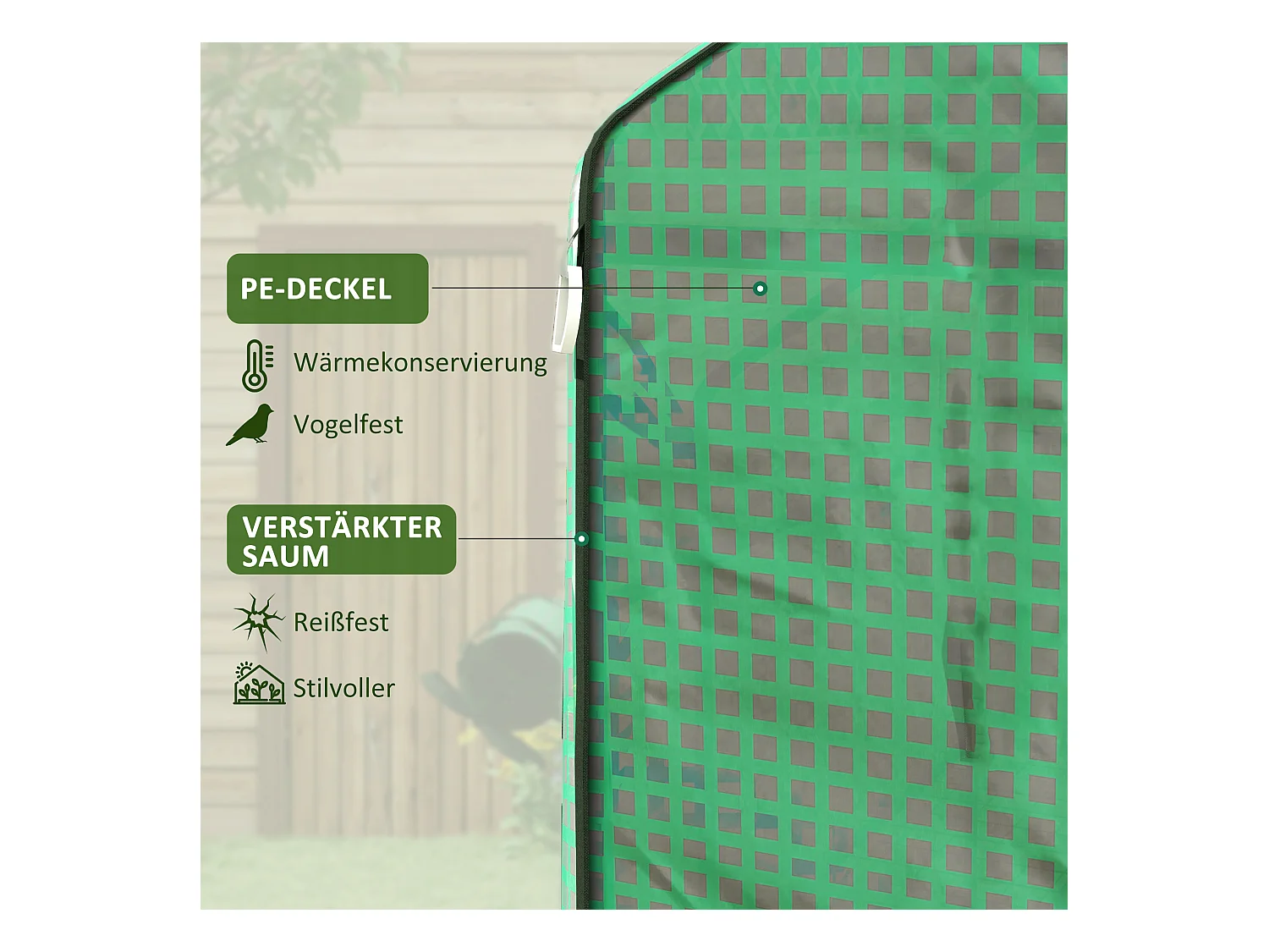 Lámina de recambio para invernadero, protección UV, puertas y ventanas enrollables, plástico, verde (140x73x190 cm)