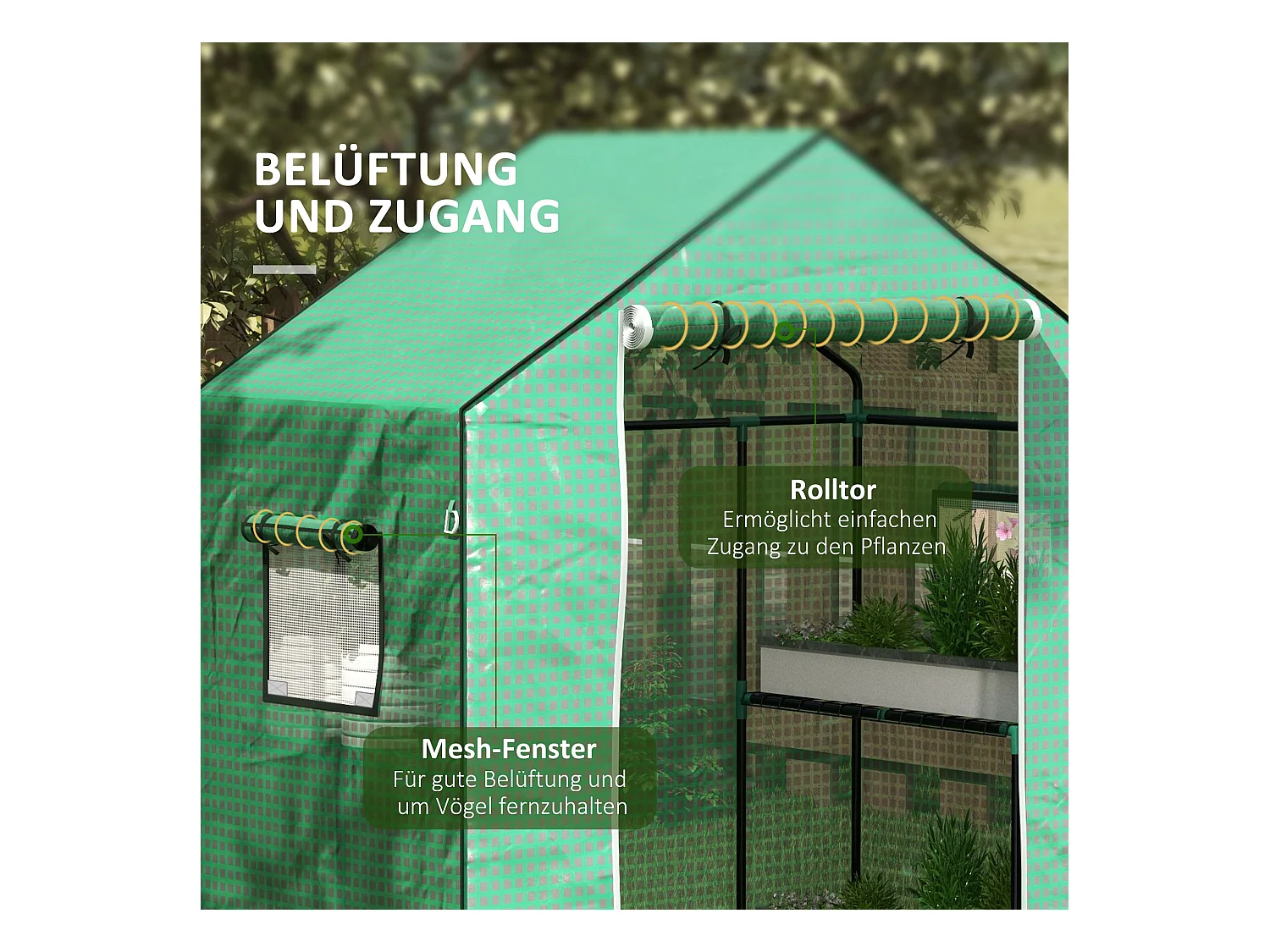 Lámina de recambio para invernadero, protección UV, puertas y ventanas enrollables, plástico, verde (140x73x190 cm)