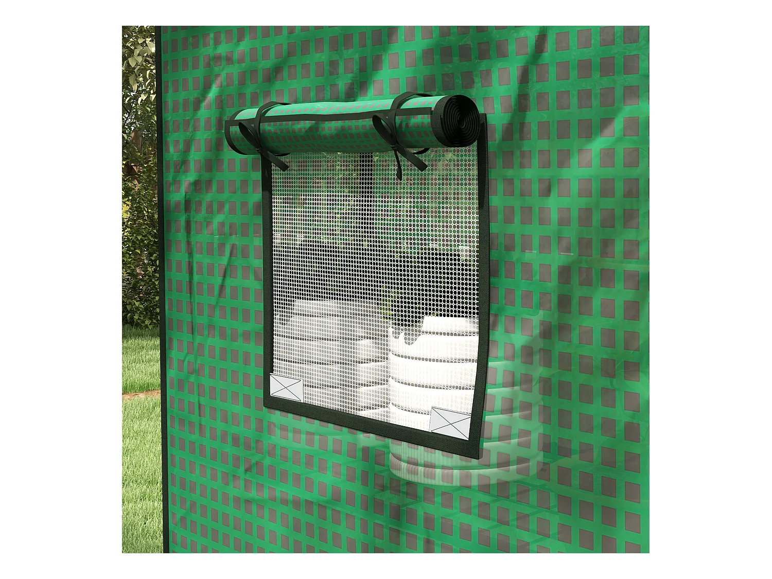 Lámina de recambio para invernadero, protección UV, puertas y ventanas enrollables, plástico, verde (140x73x190 cm)