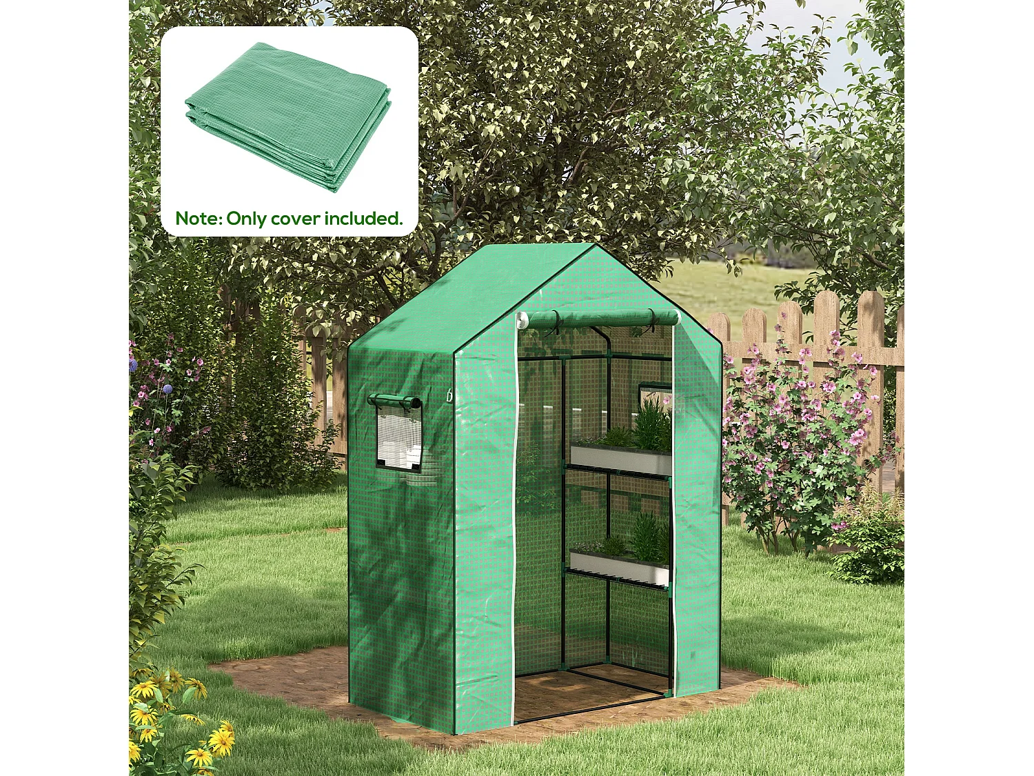 Film de remplacement pour serre, protection UV, porte roulante et fenêtres, plastique, vert (140x73x190 cm)