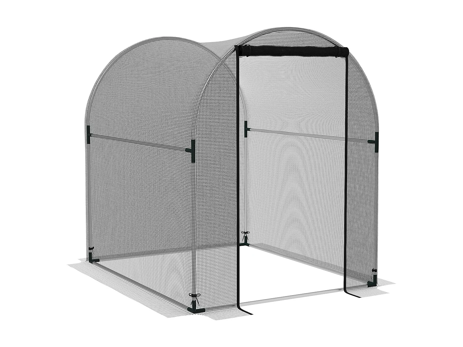 Plantenbeschermingstent met deur en klamboe, stalen frame, zwart, 1,2x1,5x1,5m