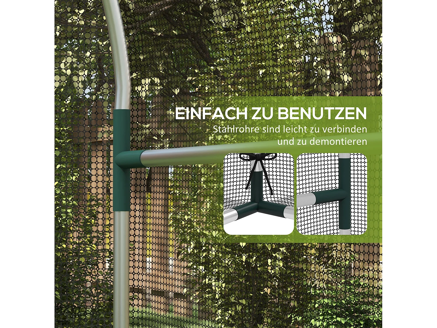 Plantenbeschermingstent met deur en klamboe, stalen frame, zwart, 1,2x1,5x1,5m