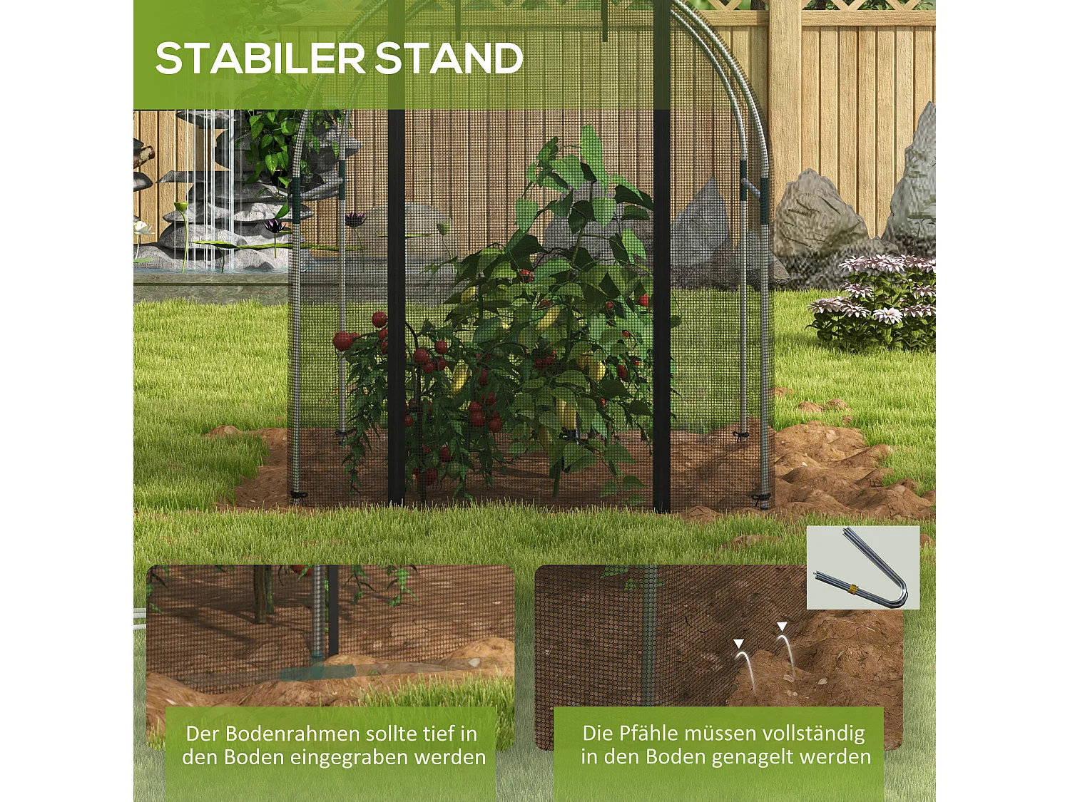 Plantenbeschermingstent met deur en klamboe, stalen frame, zwart, 1,2x1,5x1,5m