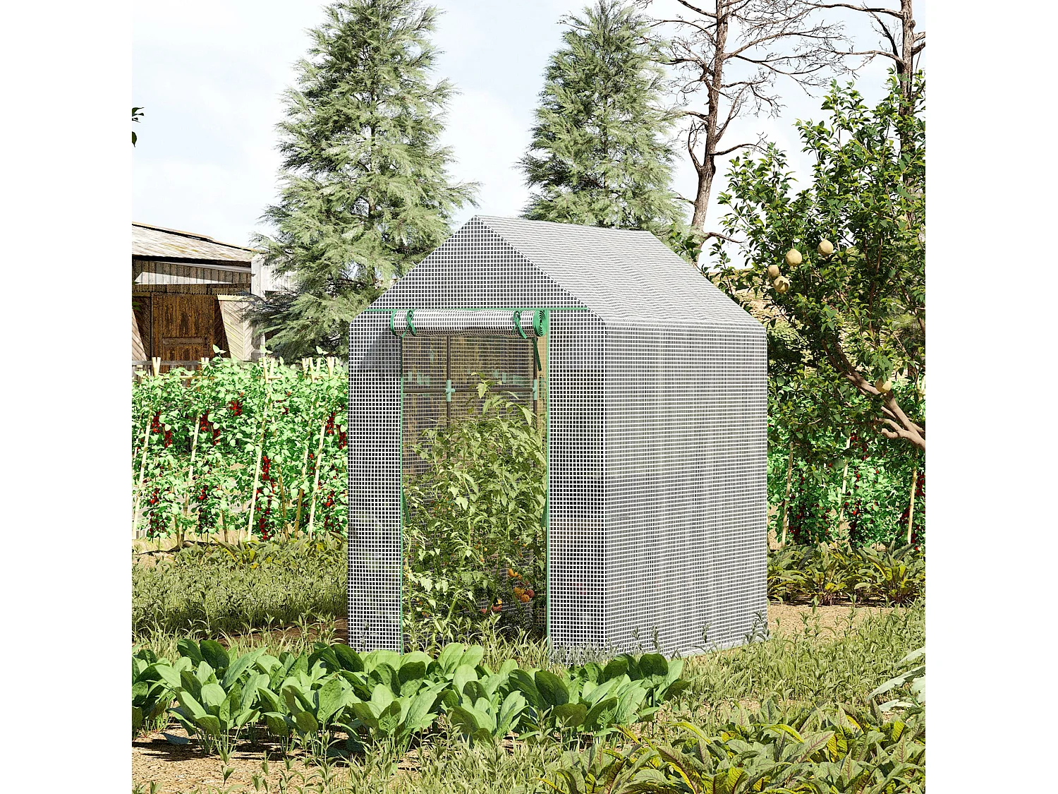 Serre de jardin, serre de culture avec 4 étagères, PE, blanc, 120x186x190 cm (120x186x190 cm)