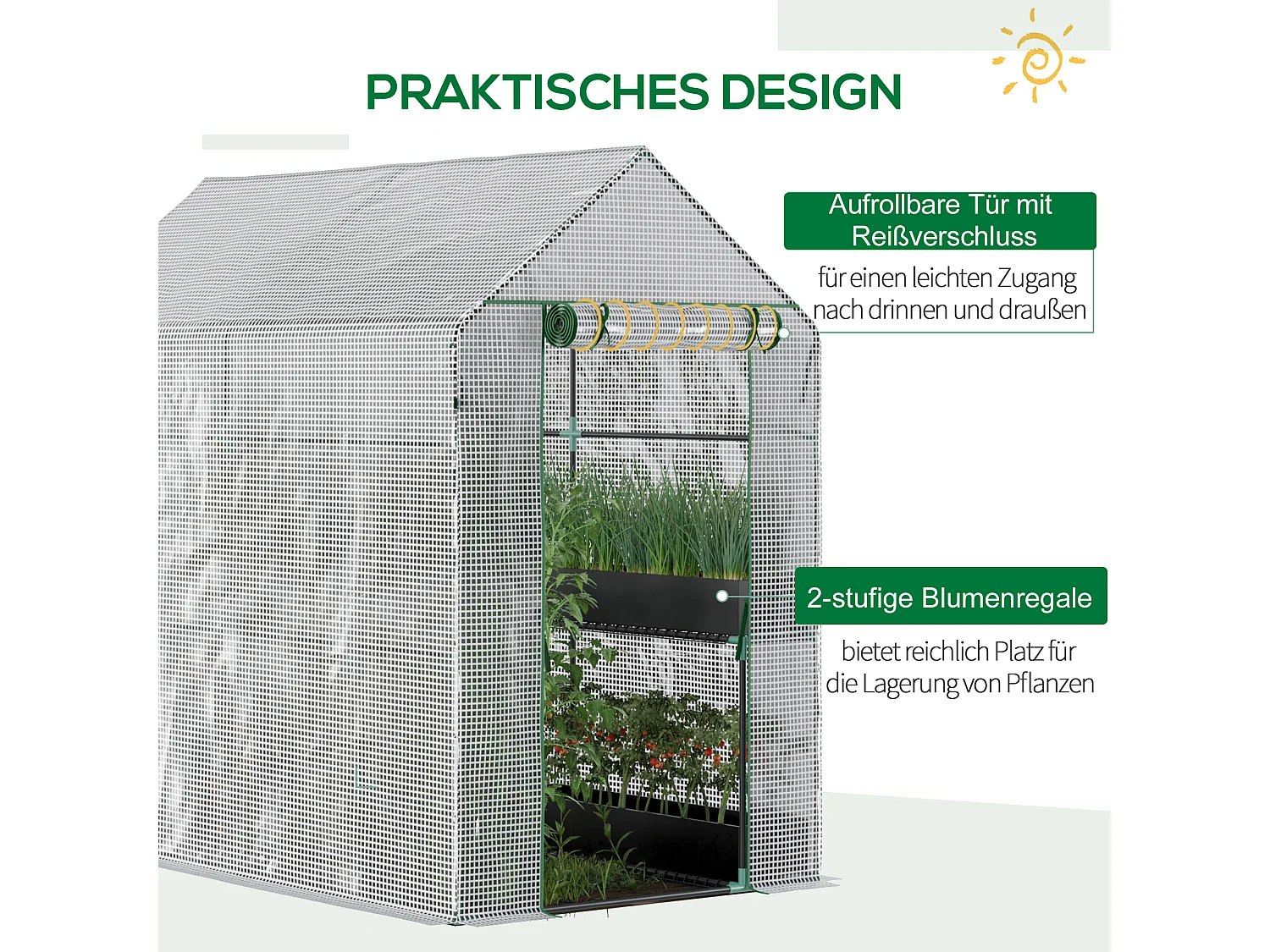 Serre de jardin, serre de culture avec 4 étagères, PE, blanc, 120x186x190 cm (120x186x190 cm)