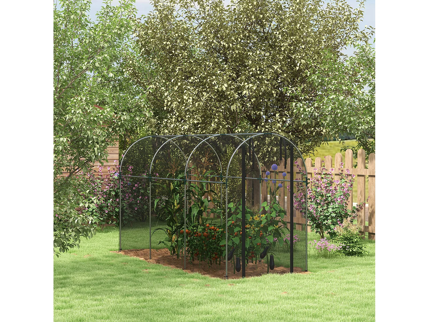 Insectennet met stalen frame, toegankelijke deur, zwart HDPE, plantenbescherming (120x360x188cm)