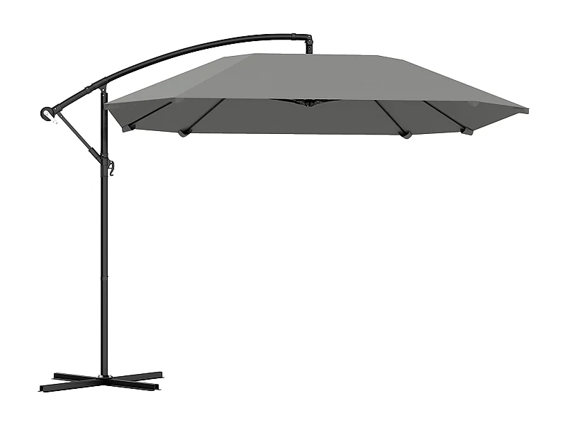 Zwenkbare parasol met slinger, UV-bescherming 50+, polyester, donkergrijs (304x260x245 cm)