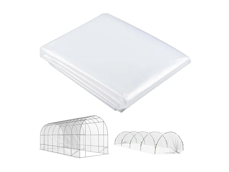 Film de Serre 7x8 m, Résistant à l'Eau, Protection UV, Plastique Renforcé, Transparent (700x800x0.15 cm)