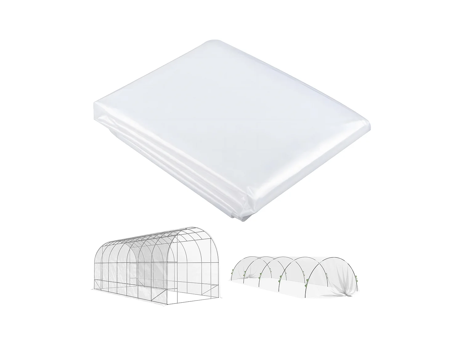 Telo per serra 7x8 m, resistente all'acqua, protezione UV, plastica rinforzata, trasparente (700x800x0,15 cm)