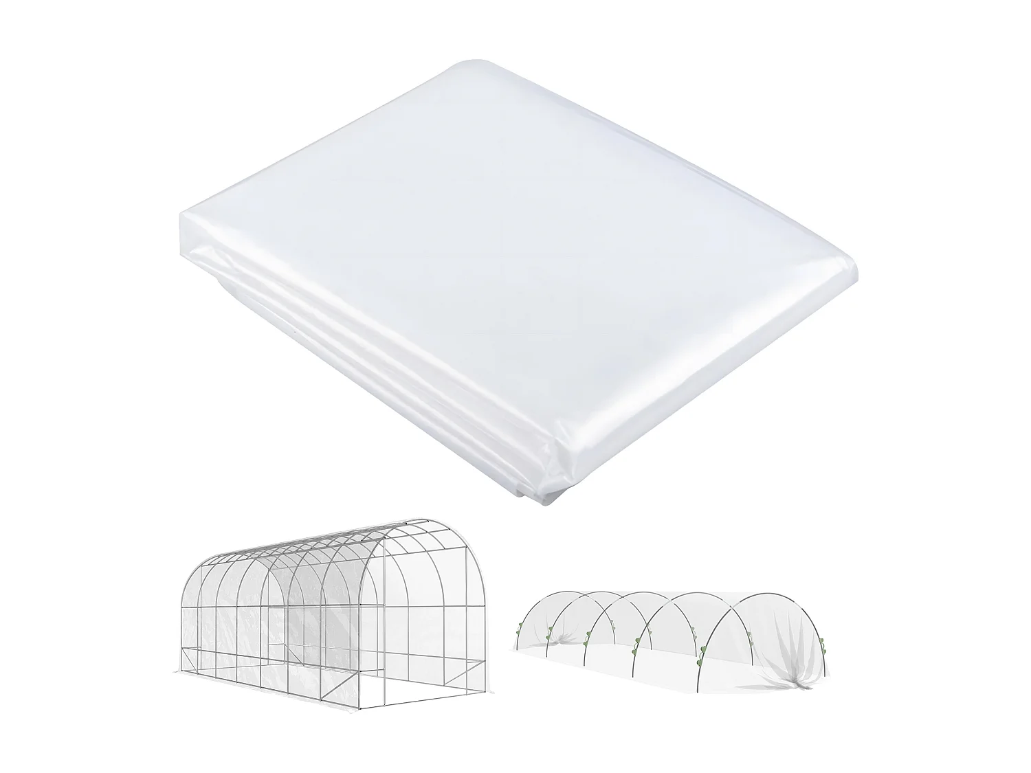 Film de Serre 7x8 m, Résistant à l'Eau, Protection UV, Plastique Renforcé, Transparent (700x800x0.15 cm)