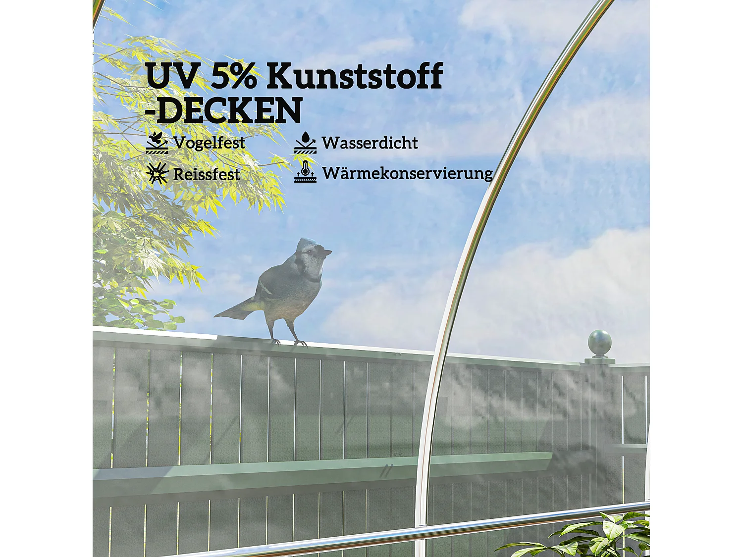 Film de Serre 7x8 m, Résistant à l'Eau, Protection UV, Plastique Renforcé, Transparent (700x800x0.15 cm)