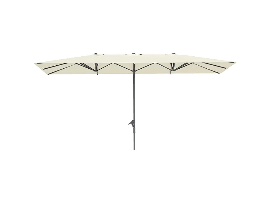 Dubbele parasol met slinger, UV-bescherming 50+, aluminium, crème (451x264x264 cm)