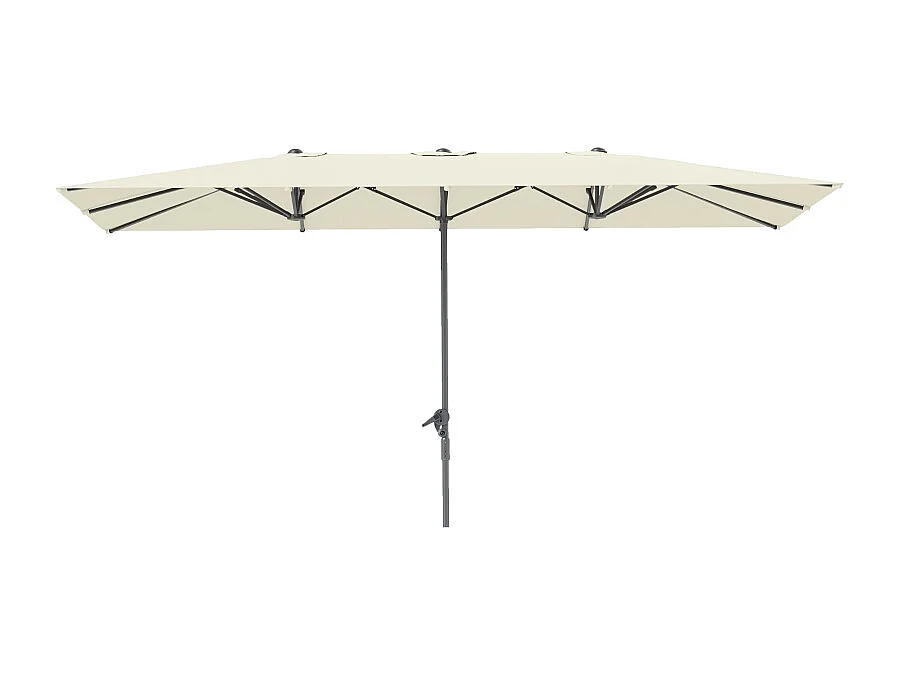 Parasol double avec manivelle, protection UV 50+, aluminium, crème (451x264x264 cm)