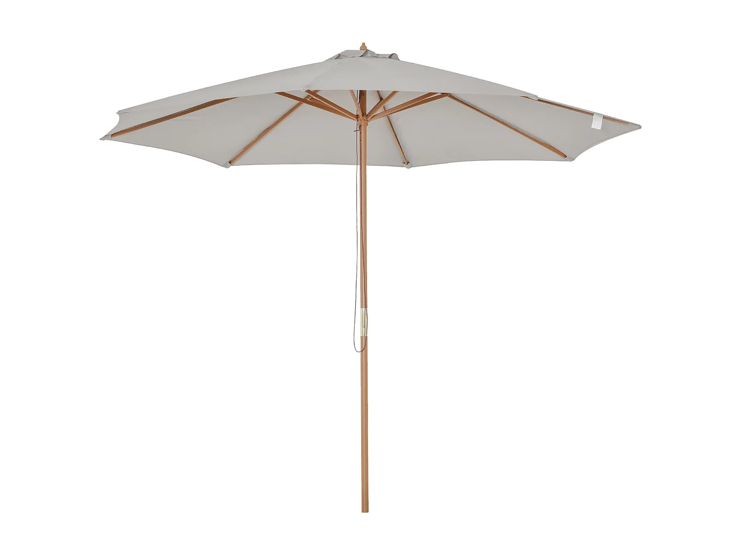 Houten, bamboe, grijze parasol (300x300x250 cm)